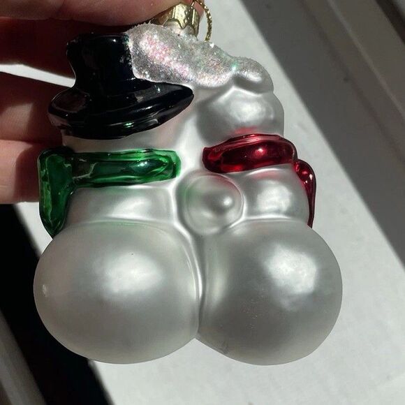 Vintage Set Of 6 Lubeck Glass Blown Snowman Ornaments Ames Hat - Picture 11 of 15